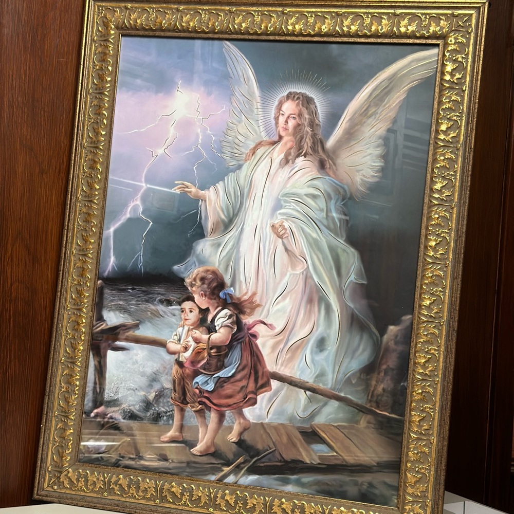 Home interiors ornate Framed wall art Guardian Angel print - Picture 3 of 14